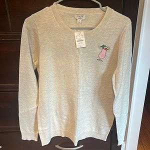 NWT J Crew sweater. Oatmeal with fun drink design Size M